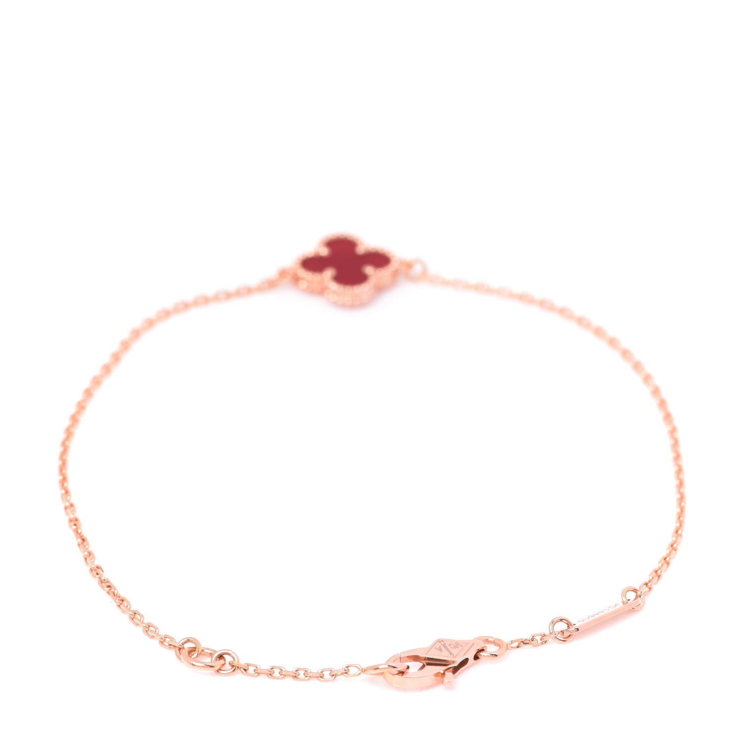Van Cleef & Arpels 18K Rose Gold Carnelian Sweet Alhambra Bracelet 3 of 6