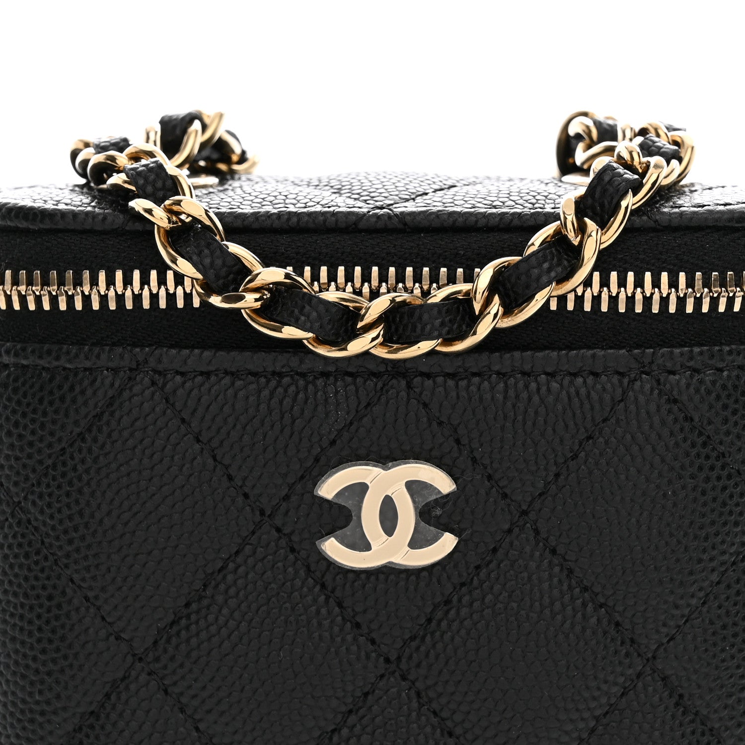 Chanel Caviar Quilted Small Vertical Coco Beauty Vanity Case With Chain Black 8 of 10