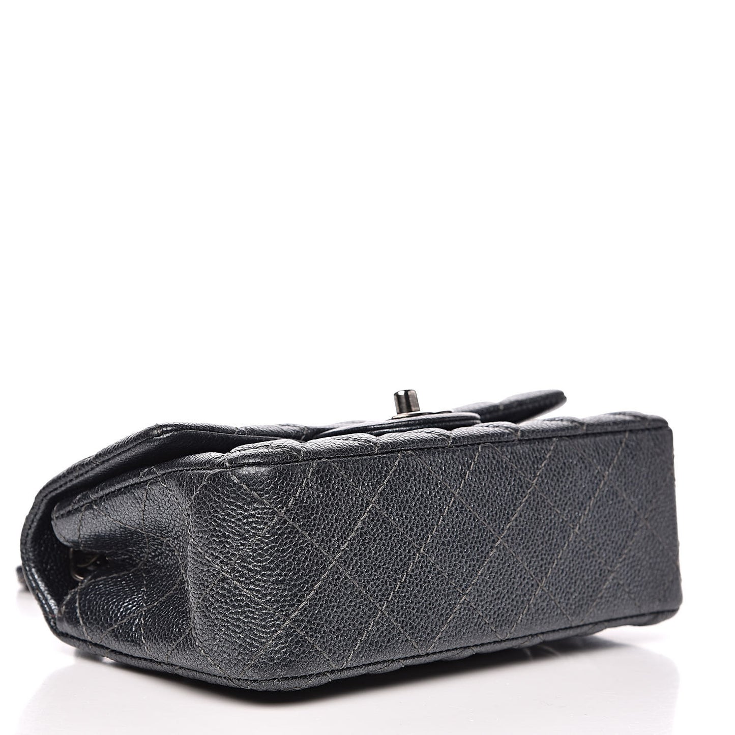Pearly Caviar Quilted Mini Rectangular Flap Grey