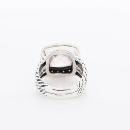 David Yurman Sterling Silver Diamond Morganite 11mm Albion Ring 52 6 4 of 5