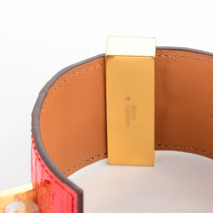 Hermes Shiny Alligator Collier De Chien CDC Bracelet S Geranium 7 of 7