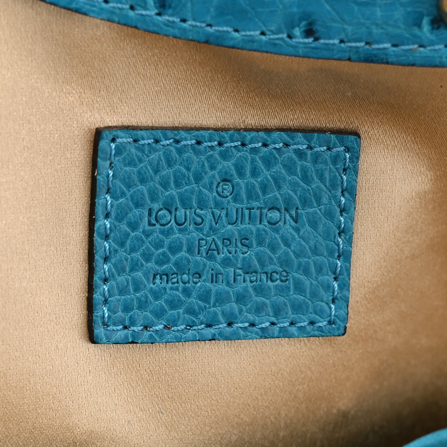 Monogram Suede Ostrich Theda GM Turquoise
