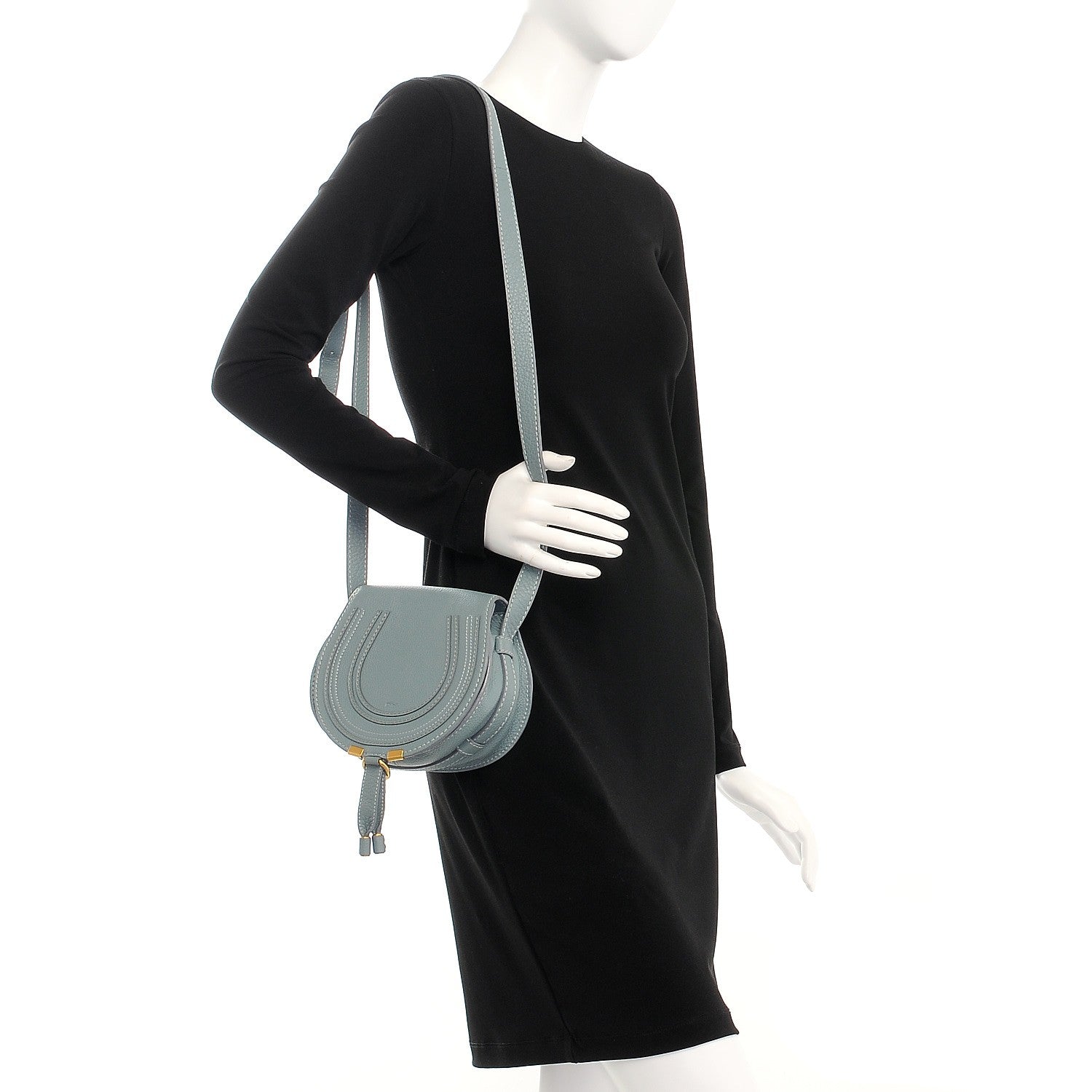 Chloe Calfskin Mini Marcie Round Crossbody Bag Cloudy Blue 2 of 7