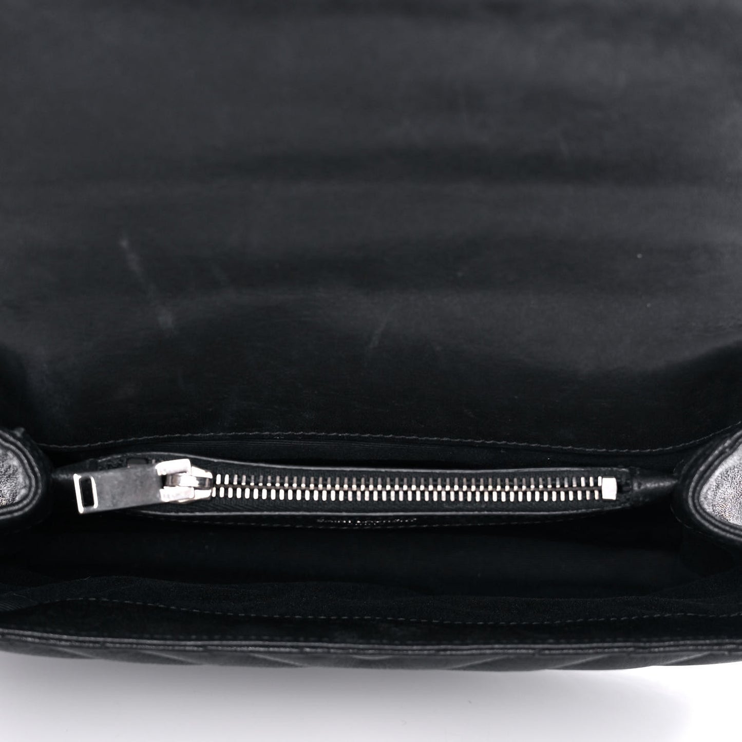 Sheepskin Matelasse Chevron Monogram Medium College Bag Black
