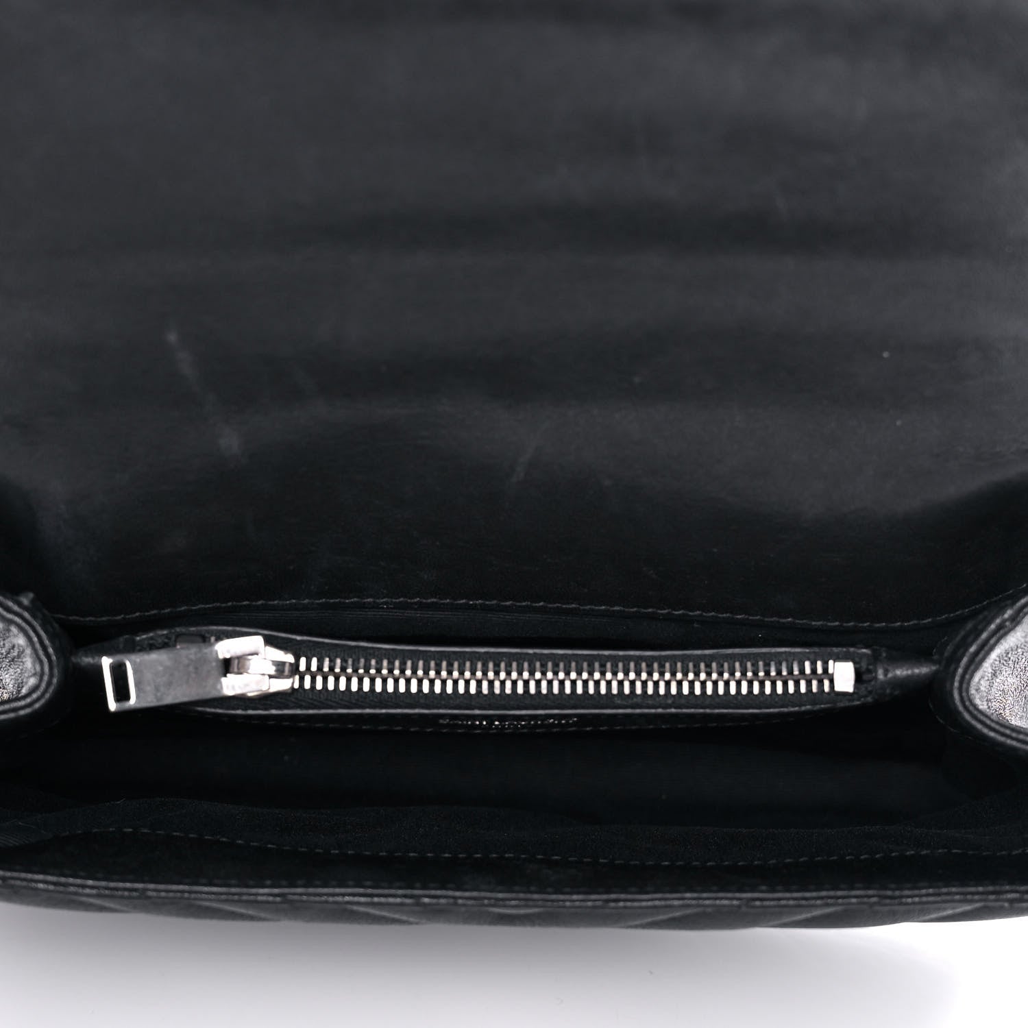 Saint Laurent Sheepskin Matelasse Chevron Monogram Medium College Bag Black 5 of 16