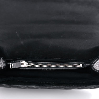 Saint Laurent Sheepskin Matelasse Chevron Monogram Medium College Bag Black 5 of 16