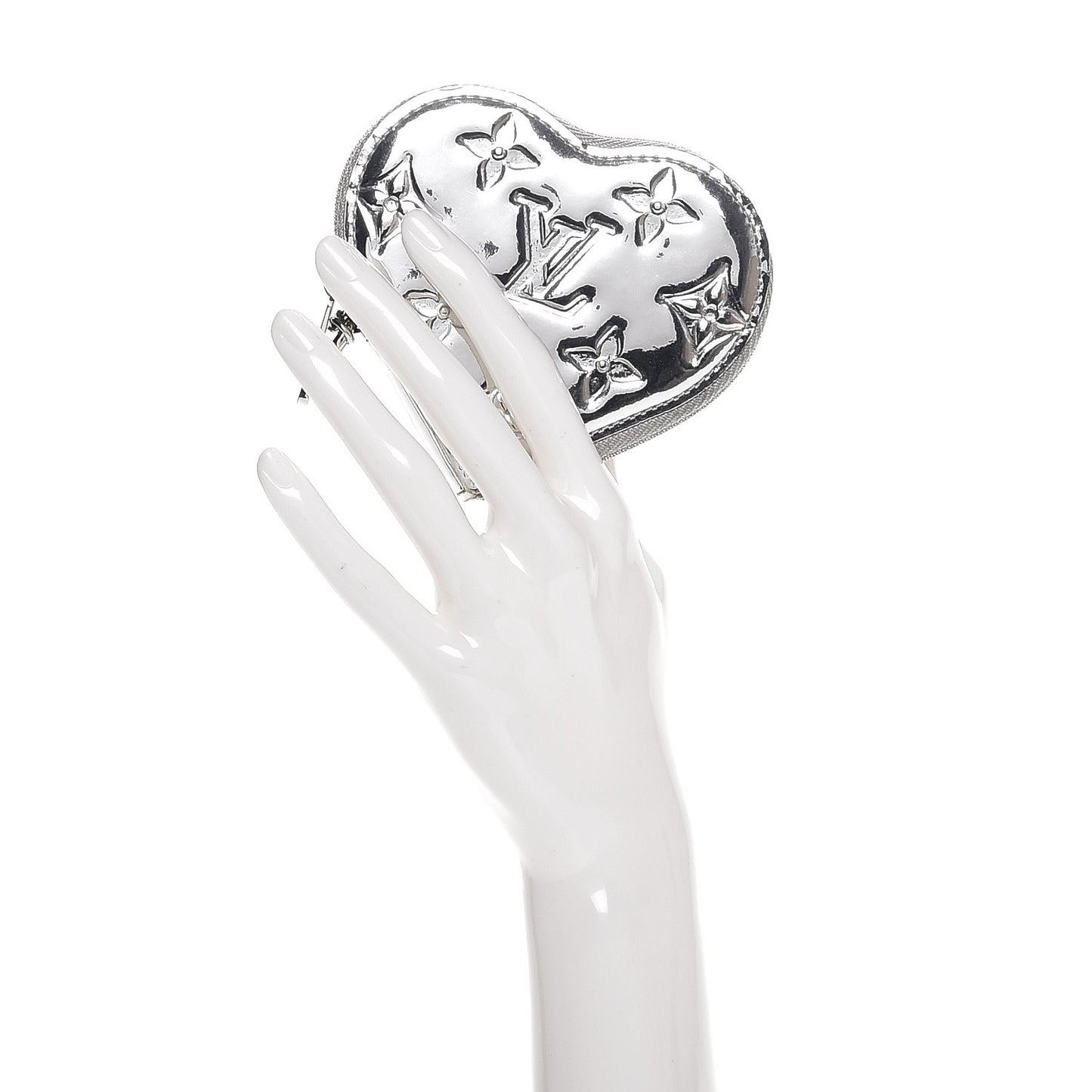 Monogram Miroir Heart Coin Purse Silver