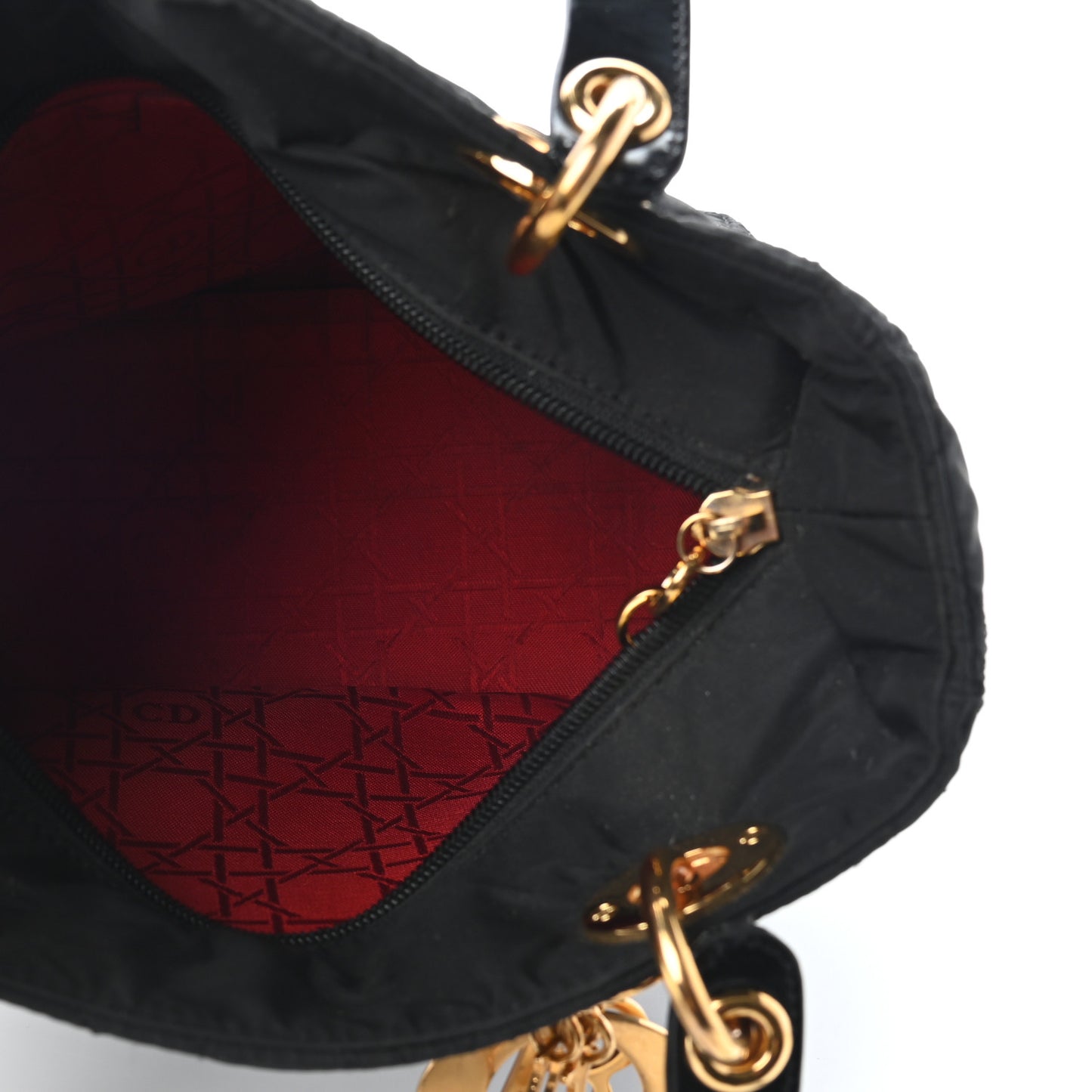 Nylon Cannage Medium Lady Dior Black