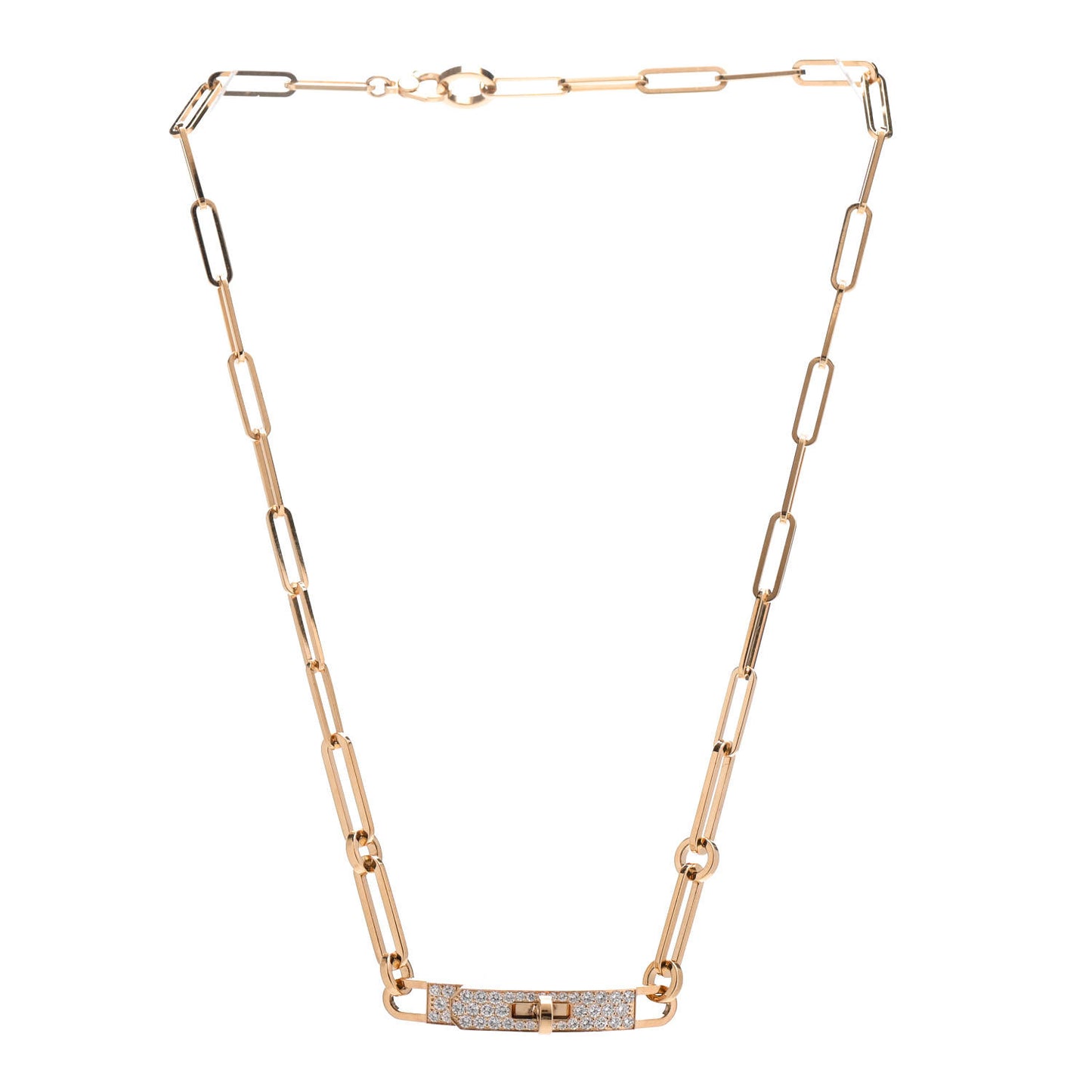 18K Yellow Gold Diamond Pave Kelly Chaine Choker Necklace