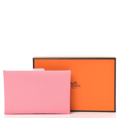 Hermes Chevre Verso Calvi Card Case Rose Confetti Brique 8 of 8