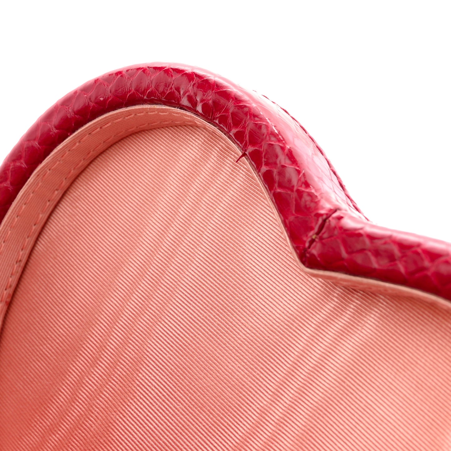 Snakeskin Broadway Mini Heart Top Handle Bag Rasberry Candy