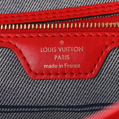 Louis Vuitton Denim Damier Monogram Patchwork Neverfull Blue Rouge 7 of 10