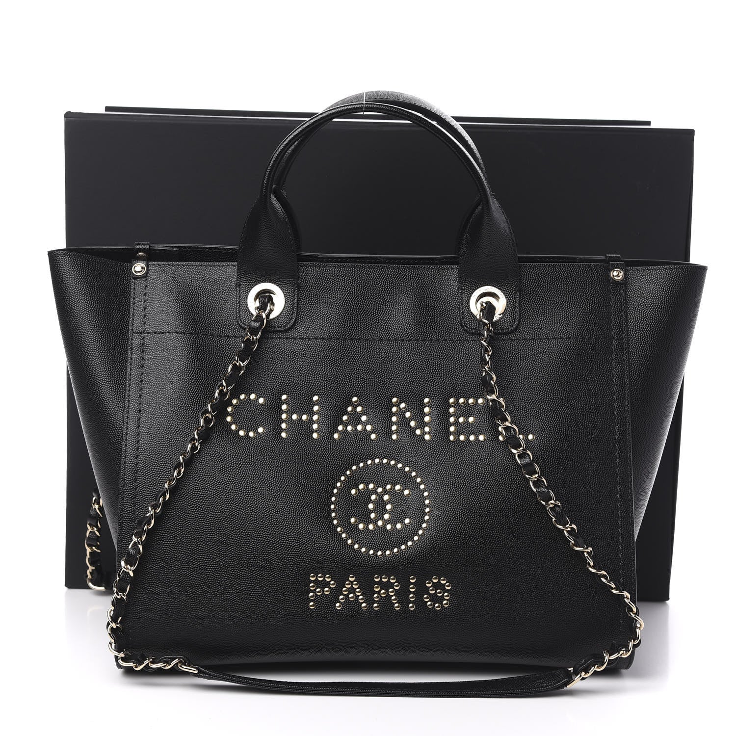 Chanel Caviar Medium Studded Deauville Tote Black 11 of 11