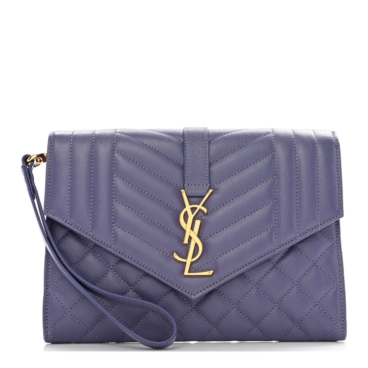 Grain De Poudre Textured Mixed Matelasse Triquilt Monogram Clutch Dark Wisteria
