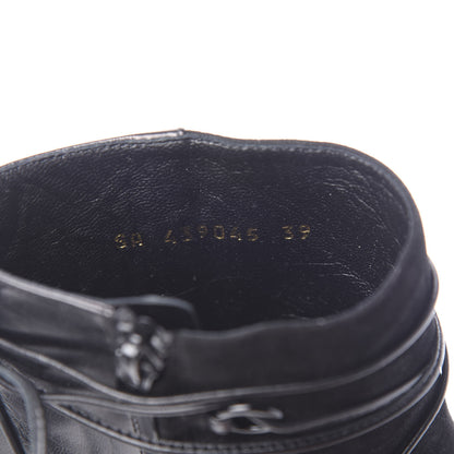 Saint Laurent Calfskin Velvet Lace Up Ankle Boots 39 Black 8 of 9