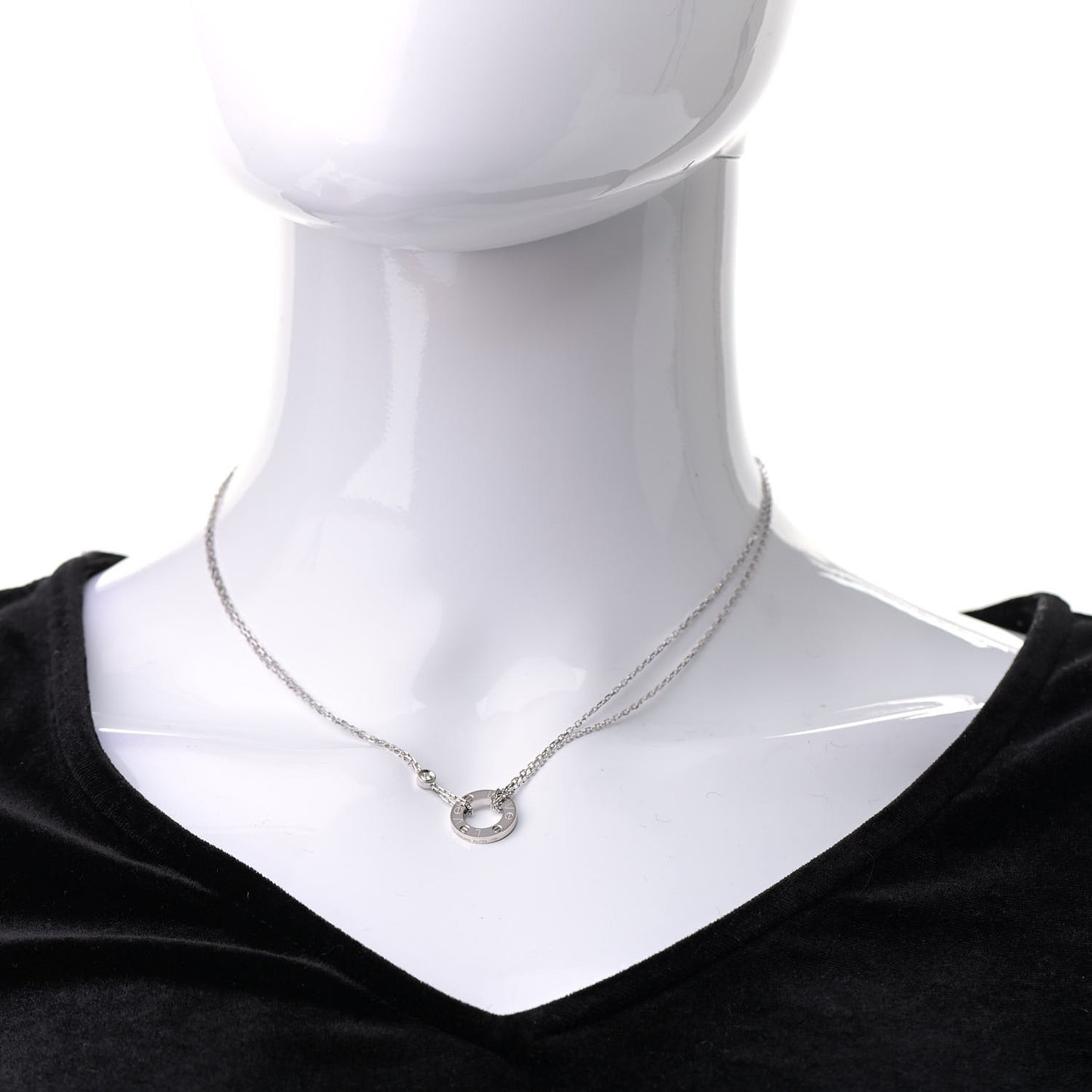 18K White Gold 2 Diamond LOVE Necklace