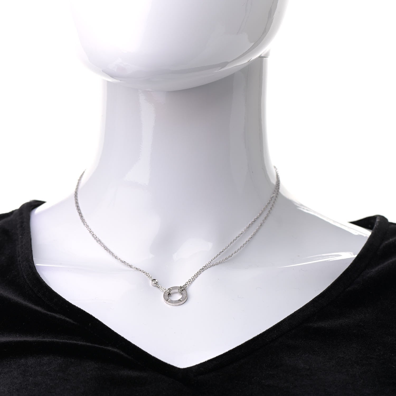 Cartier 18K White Gold 2 Diamond LOVE Necklace 2 of 8