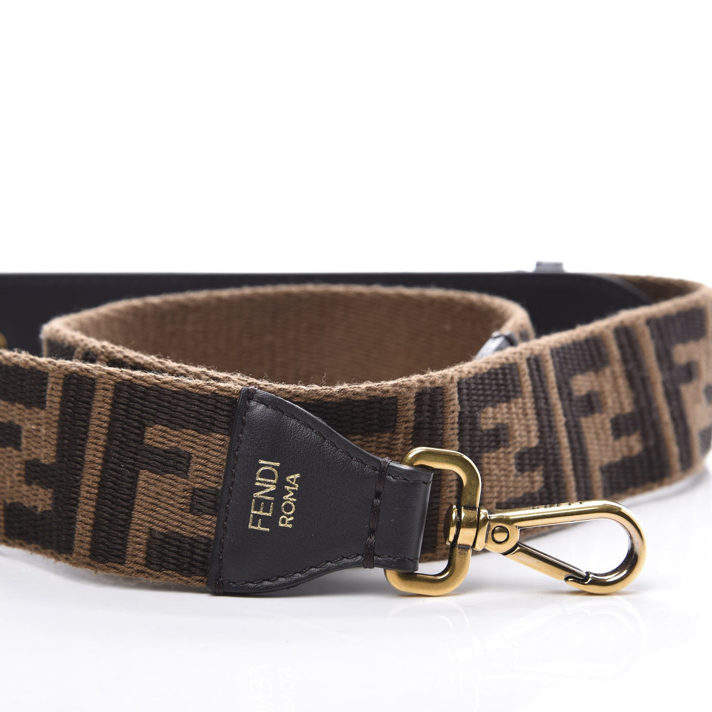 Ribbon Vitello Century FF 1974 Flat Studded Strap You Fango Marrone Ebano