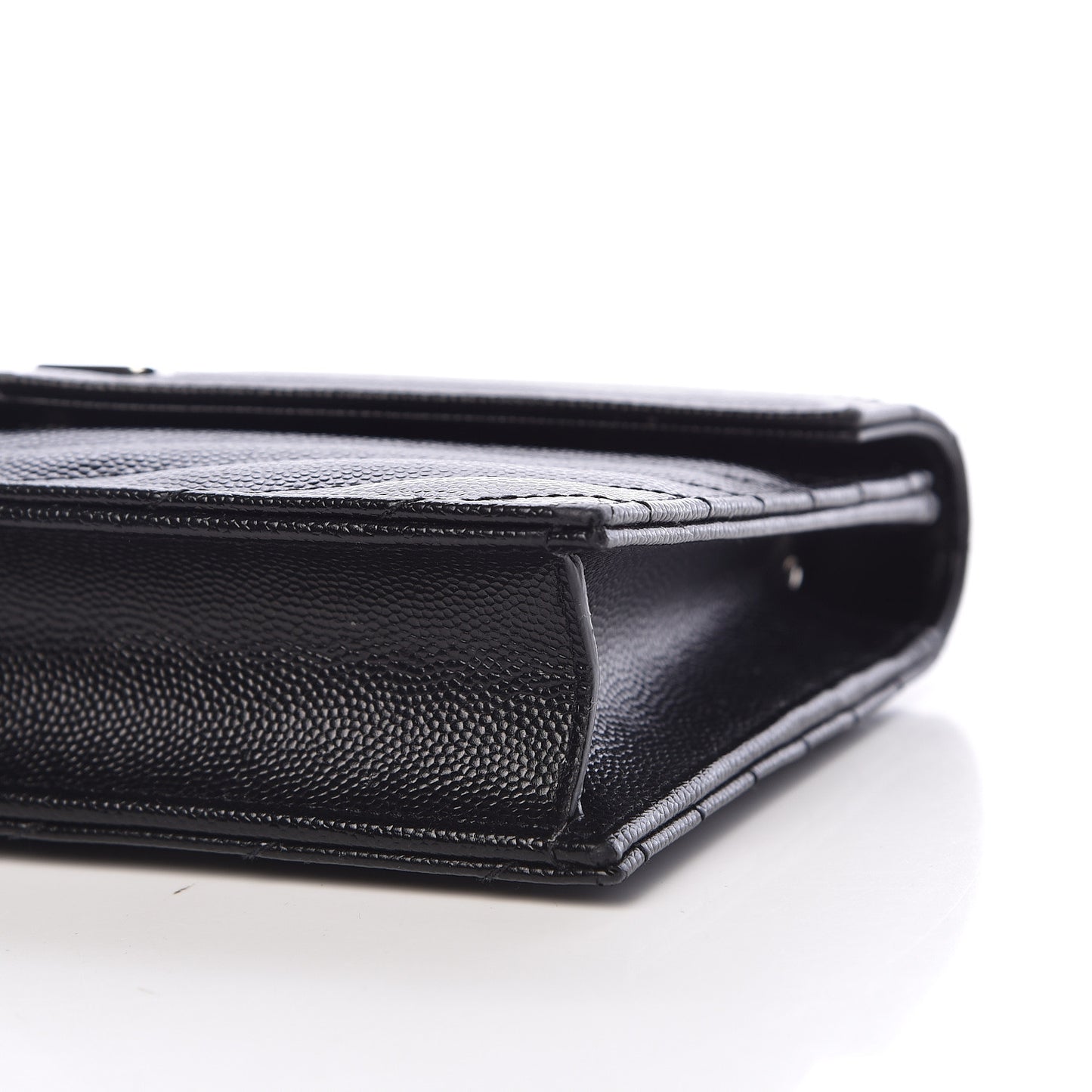 Grain De Poudre Matelasse Chevron Monogram Envelope Chain Wallet Black