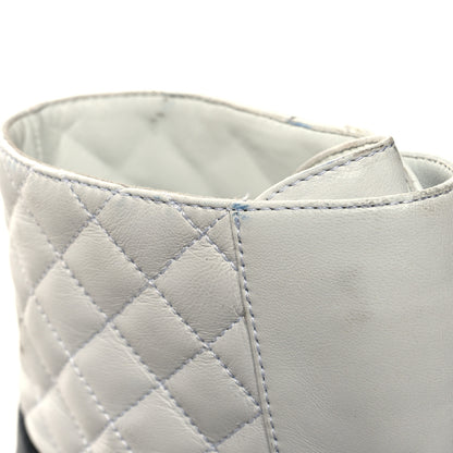Chanel Shiny Lambskin Quilted Lace Up Combat Boots 39.5 White Black 11 of 11