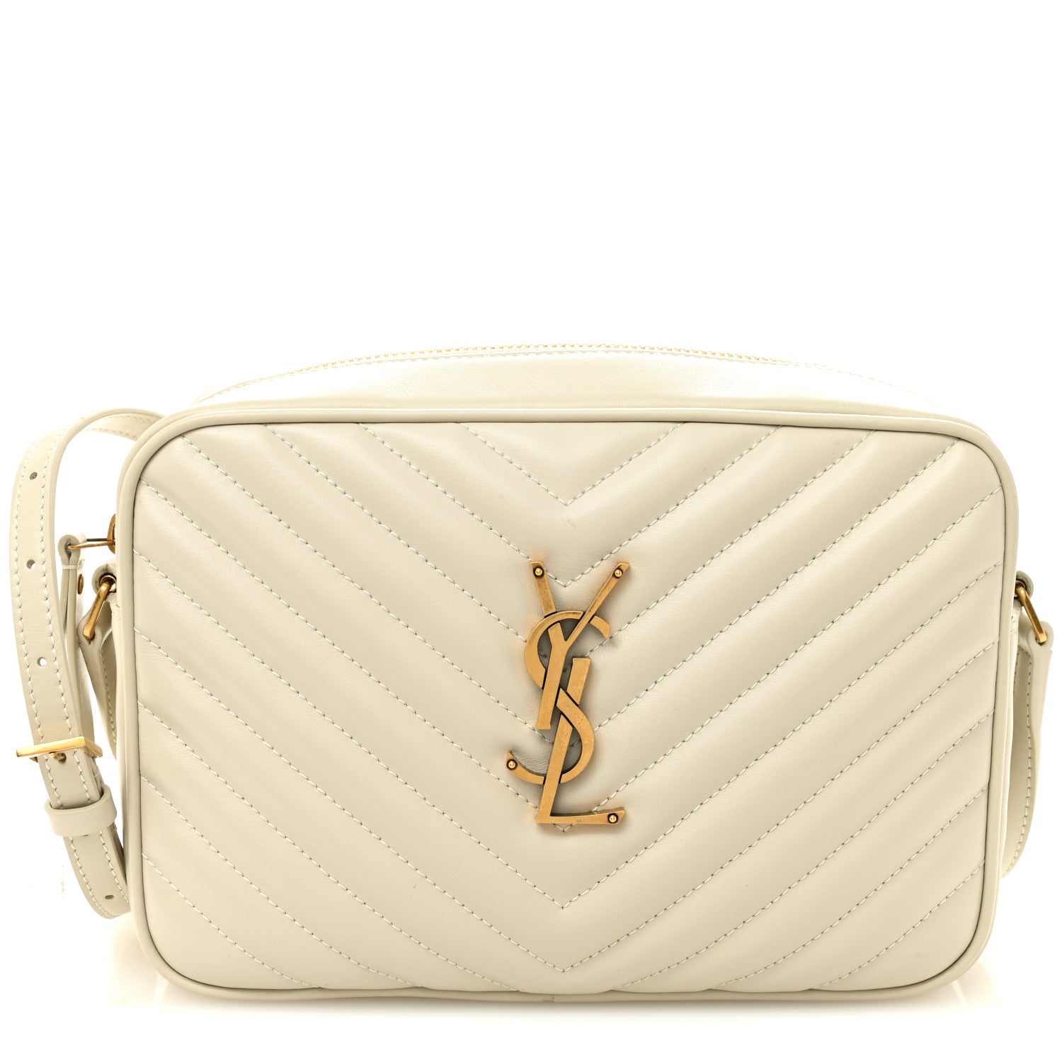 Saint Laurent Calfskin Matelasse Monogram Lou Camera Bag Crema Soft 10 of 11
