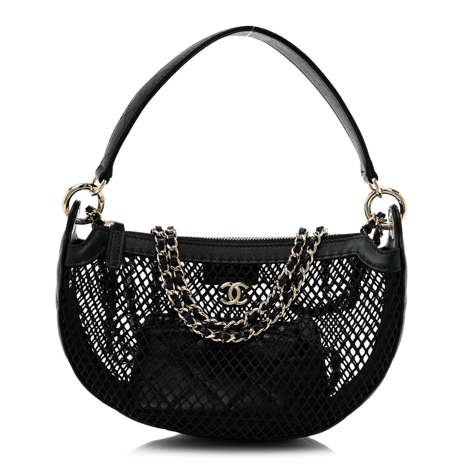 Chanel Mesh Shiny Lambskin Chain Hobo Black 1676767 – FASHIONPHILE
