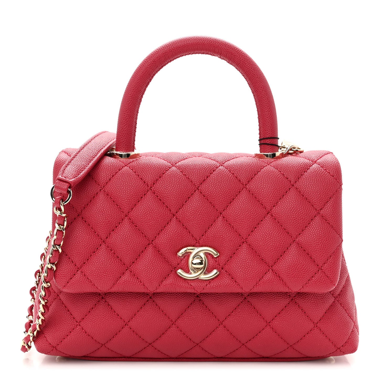 Caviar Quilted Mini Coco Handle Flap Fuchsia