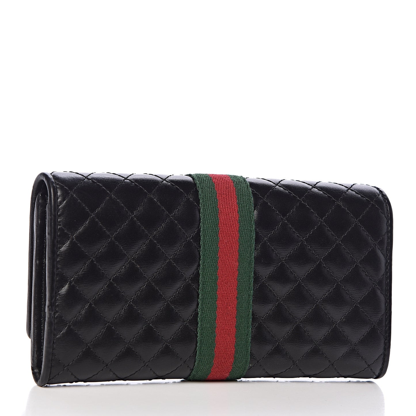 Calfskin Web Trapuntata GG Continental Wallet Black