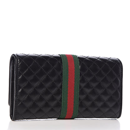 Gucci Calfskin Web Trapuntata GG Continental Wallet Black 3 of 12