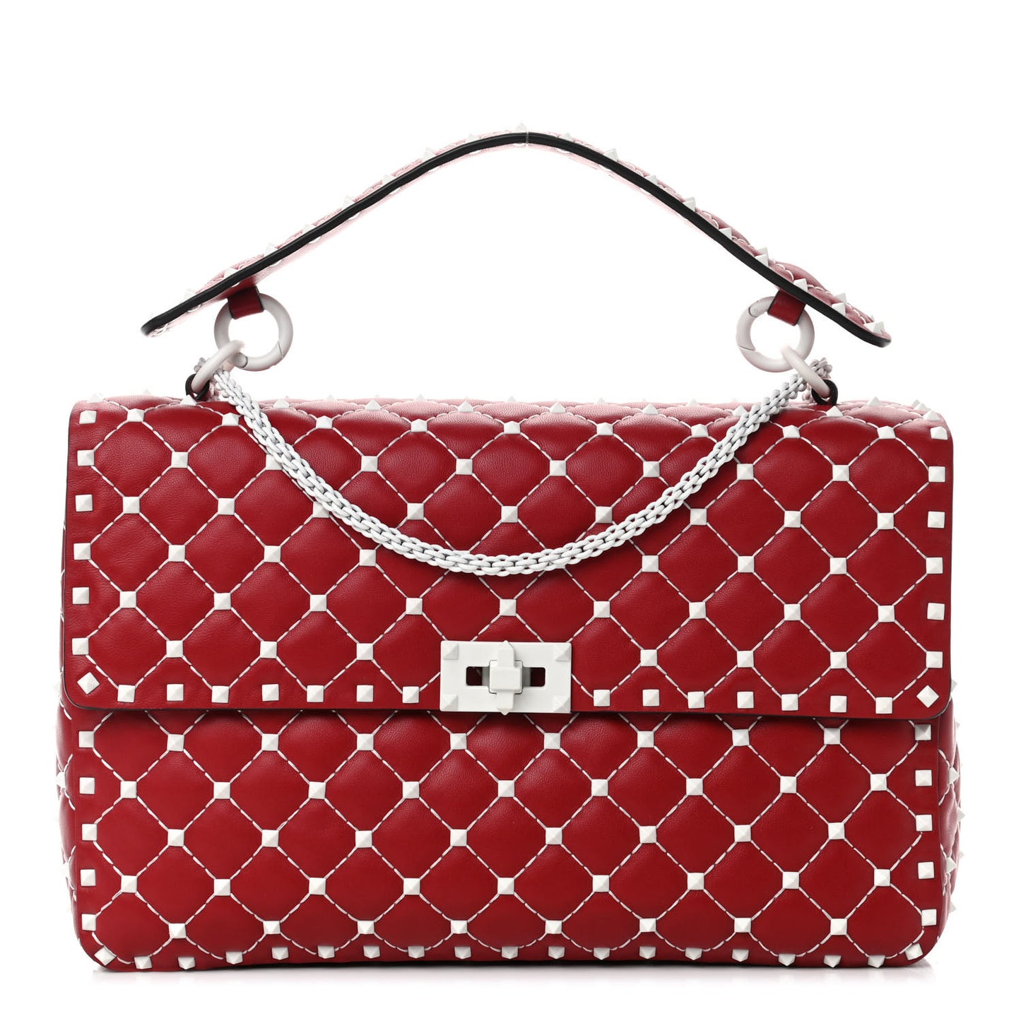 Lambskin Large Free Rockstud Spike Shoulder Bag Rosso Valentino