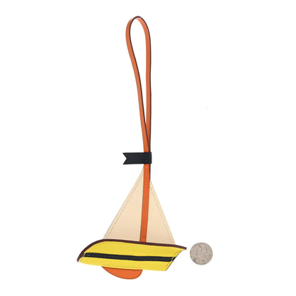 Hermes Epsom Sail Boat Bag Charm Nata Lime Orange 2 of 5