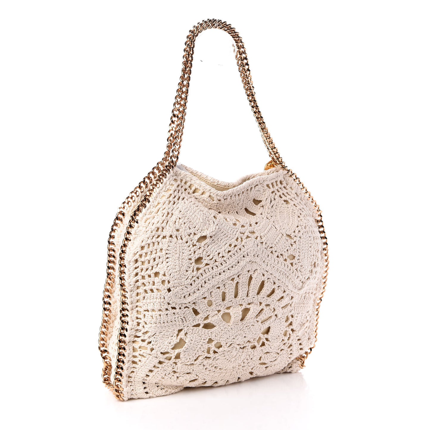 Cotton Crochet Falabella Ajouree Tote Bag White