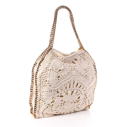 Stella McCartney Cotton Crochet Falabella Ajouree Tote Bag White 3 of 9