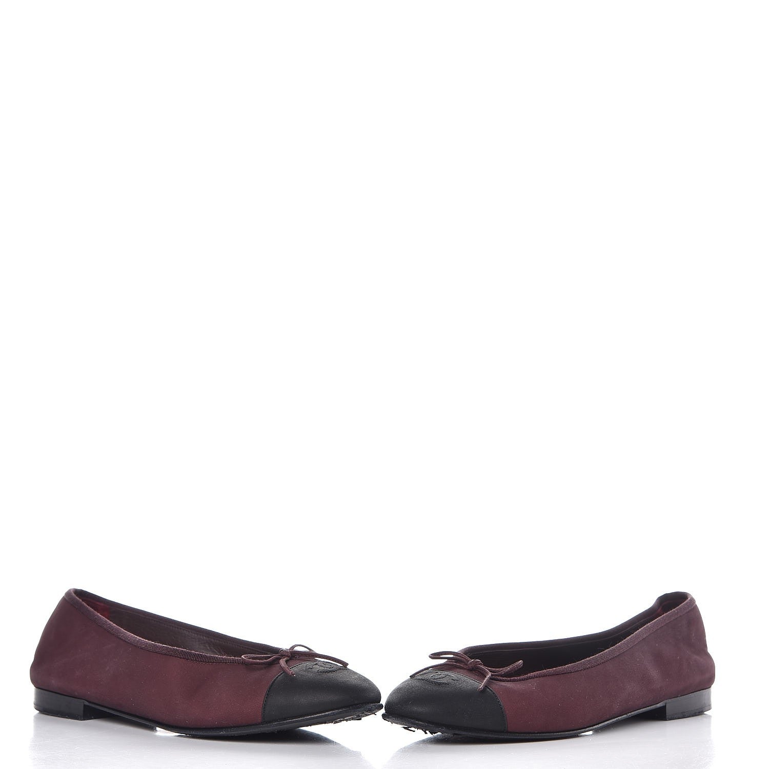 Chanel Nubuck Cap Toe CC Ballerina Flats 41 Burgundy Black 5 of 13