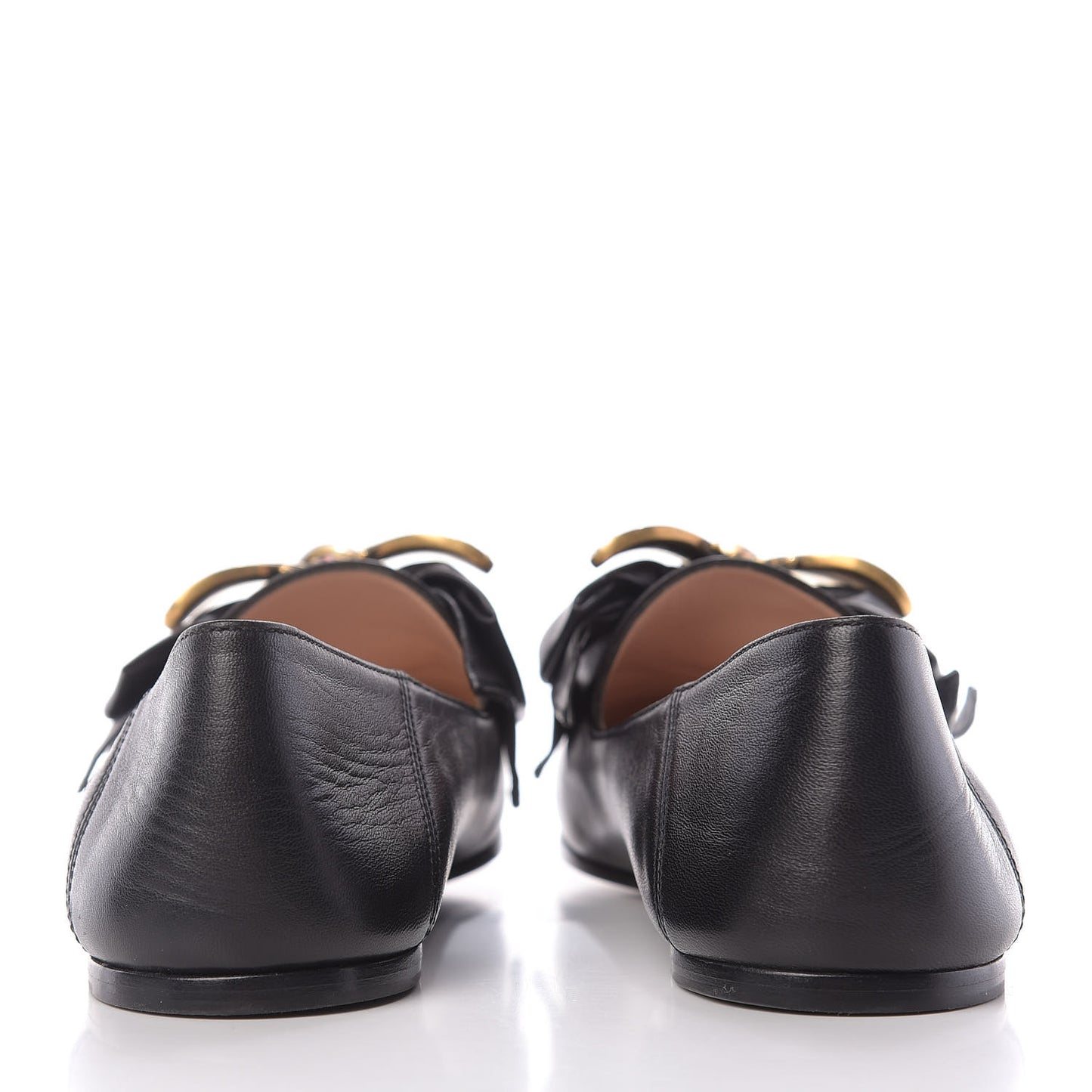 Calfskin Bow Ballet Flats 36 Black