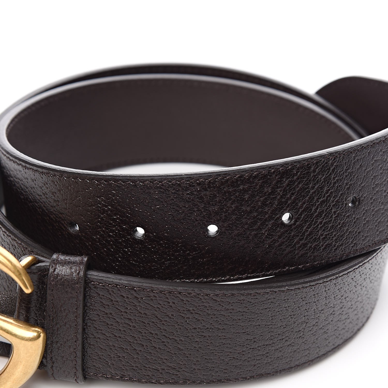 Gucci Textured Dollar Calfskin Double G 40mm Belt 105 42 Dark Cocoa 5 of 6