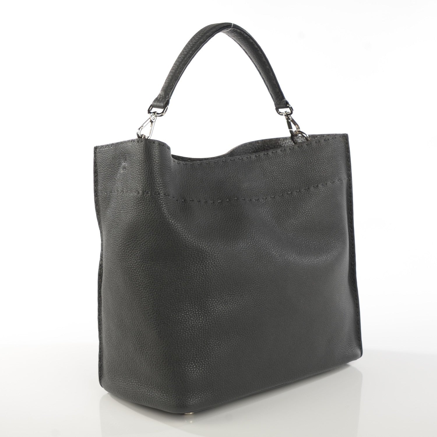 Fendi Cuoio Romano Selleria Large Anna Bucket Bag Asfalto 3 of 9