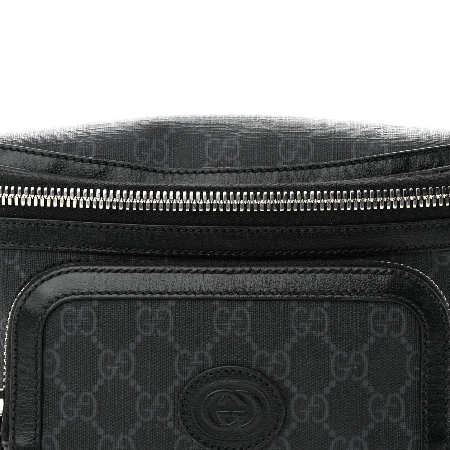 GG Supreme Monogram Textured Calfskin Retro Interlocking G Belt Bag Black