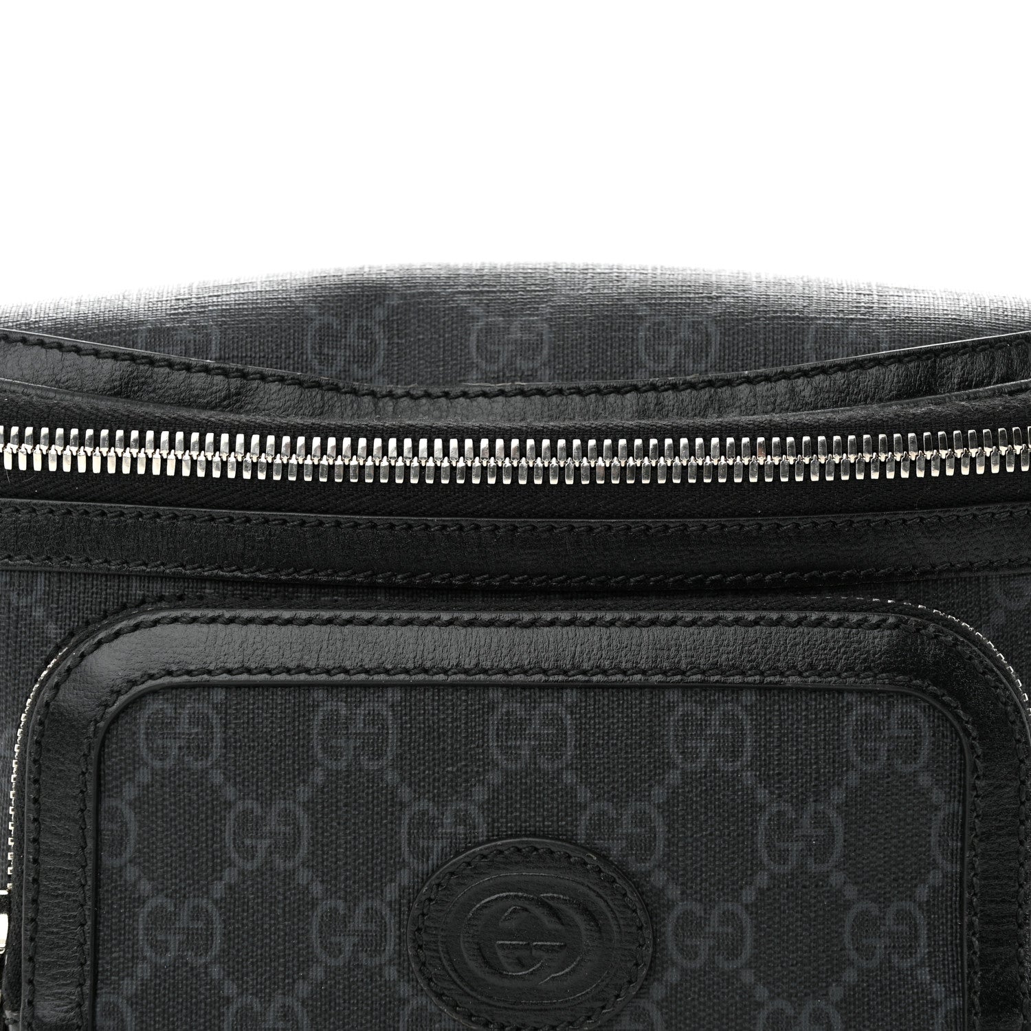 Gucci GG Supreme Monogram Textured Calfskin Retro Interlocking G Belt Bag Black 8 of 10