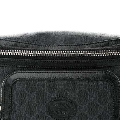 Gucci GG Supreme Monogram Textured Calfskin Retro Interlocking G Belt Bag Black 8 of 10