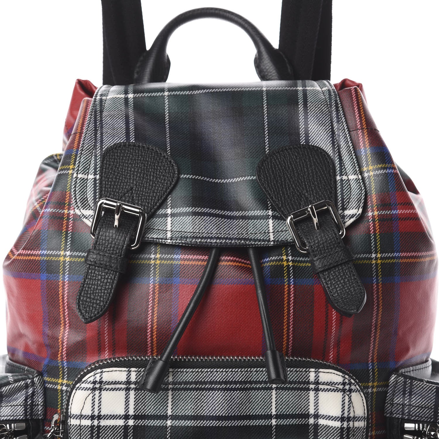 Burberry Laminated Tartan Patchwork Medium Rucksack Backpack Military Red 9 of 9