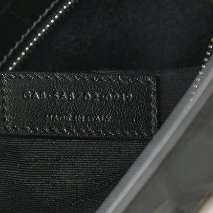 Saint Laurent Shiny Calfskin Crocodile Embossed Small Manhattan Shopper Tote Black 7 of 10