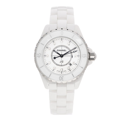 Chanel Stainless Steel Ceramic Diamond 33mm J12 Quartz Watch White 1 of 5