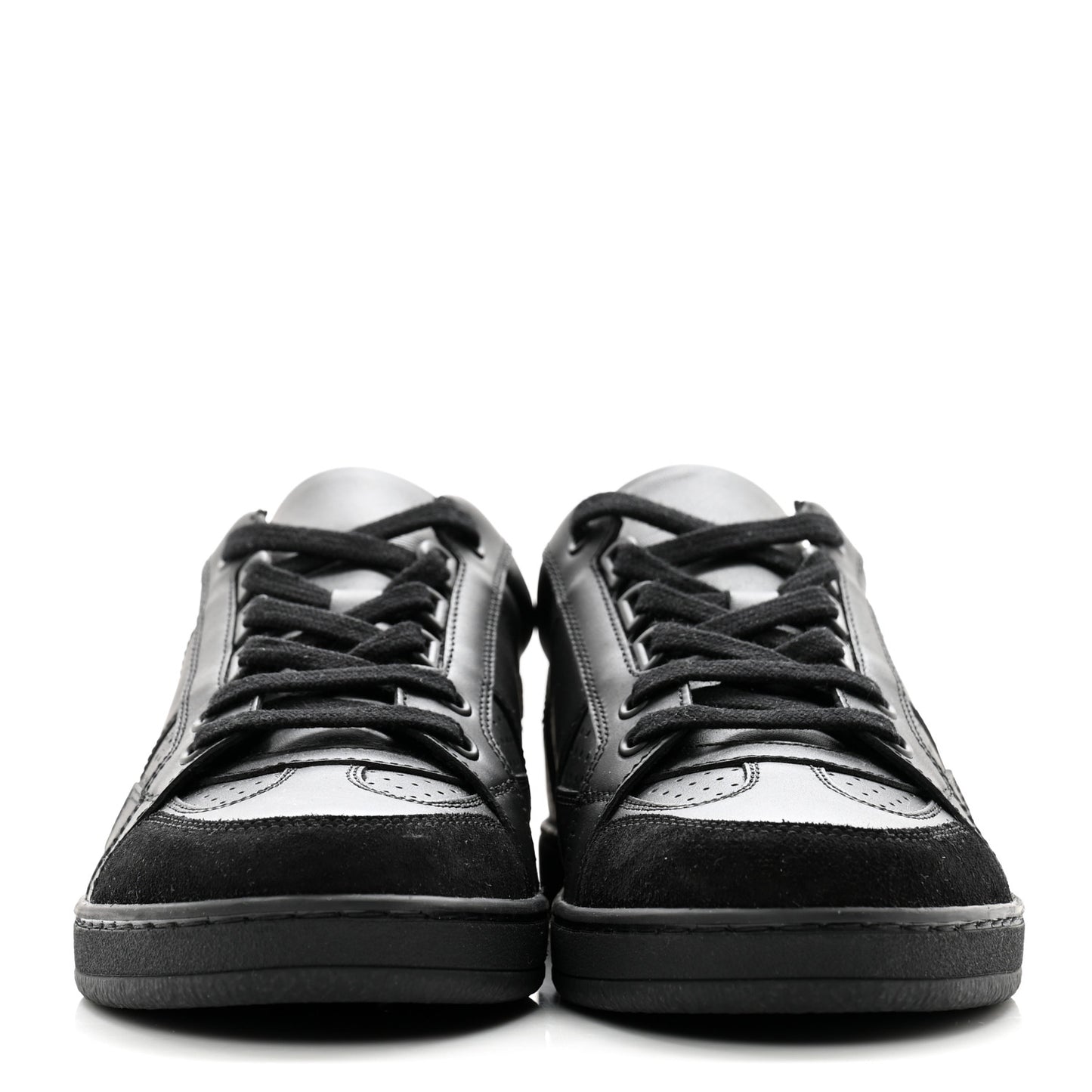 Calfskin Suede Logo Sneakers 36 Black