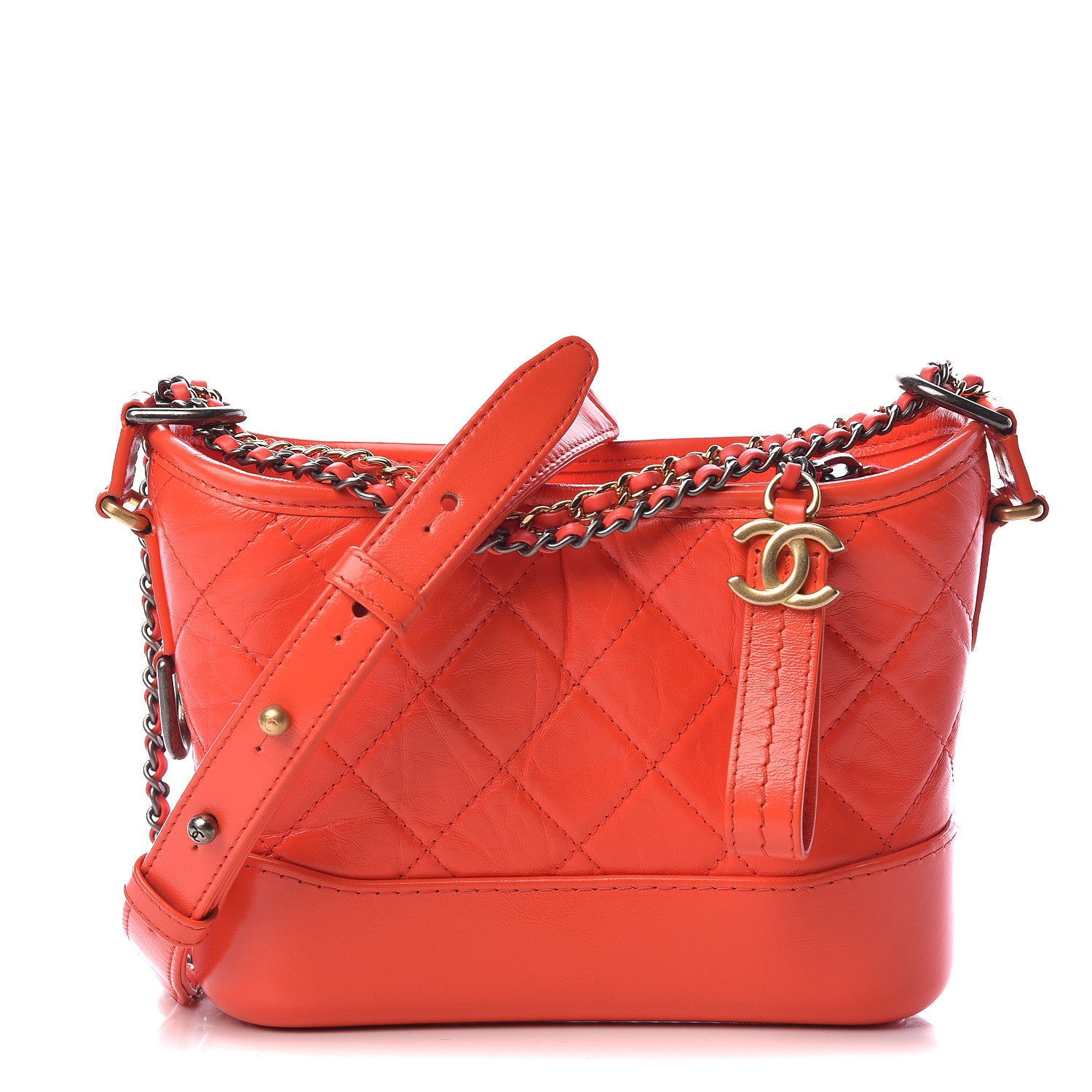 Chanel Aged Calfskin Quilted Small Gabrielle Hobo Red 1 of 12