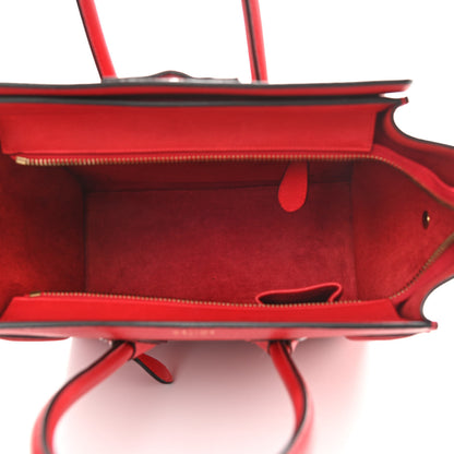 Celine Drummed Calfskin Micro Luggage Red 5 of 12