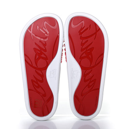 Christian Louboutin Calfskin Donna Studded Pool Fun Platform Flat Slide Sandals 39 Floride 4 of 4