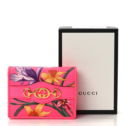 Gucci Calfskin Flora Print Zumi Card Case Fuxia Fluo 12 of 12