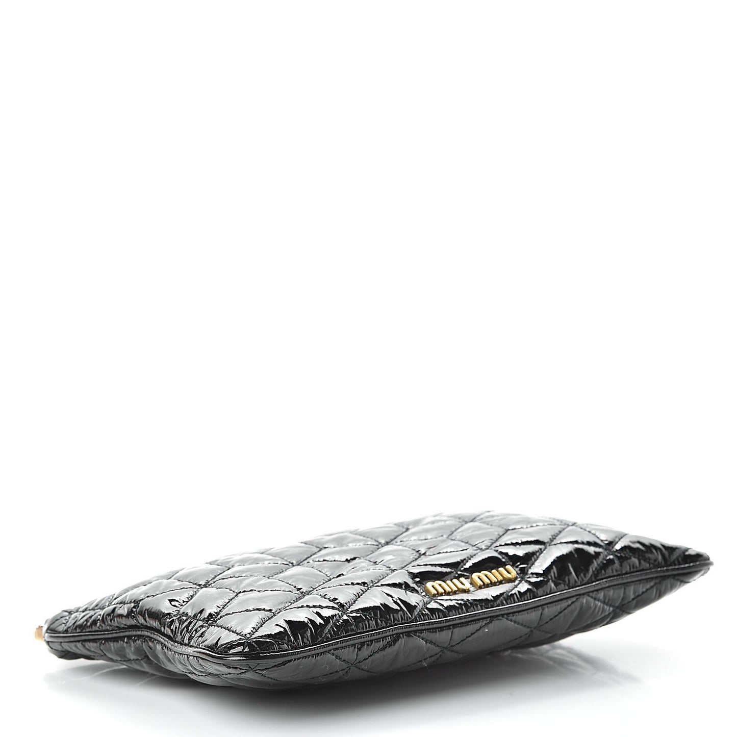 Patent Quilted Clutch Black