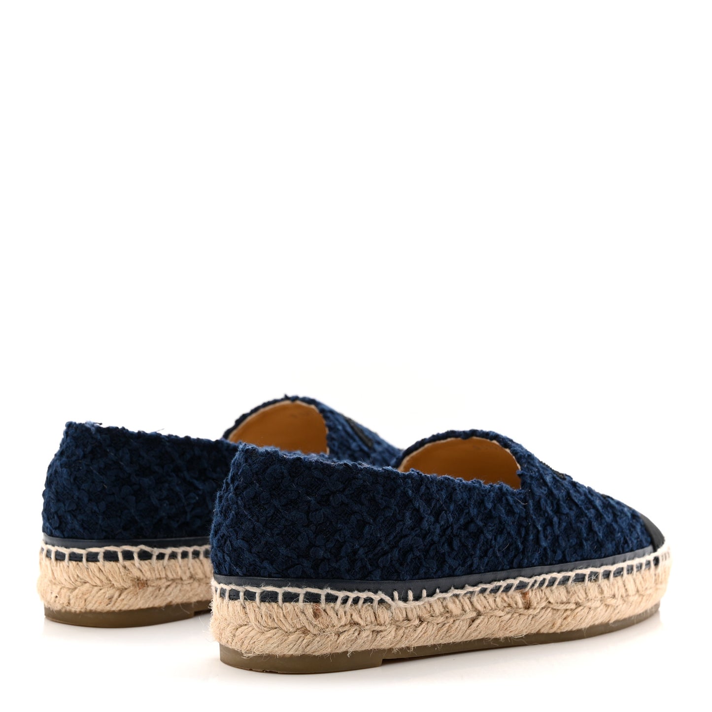 Tweed Grosgrain CC Espadrilles 37 Navy Black